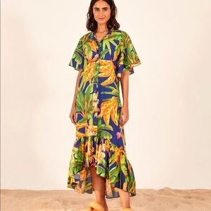 NWT Farm Rio Banana Forest Midi Chemise Dress